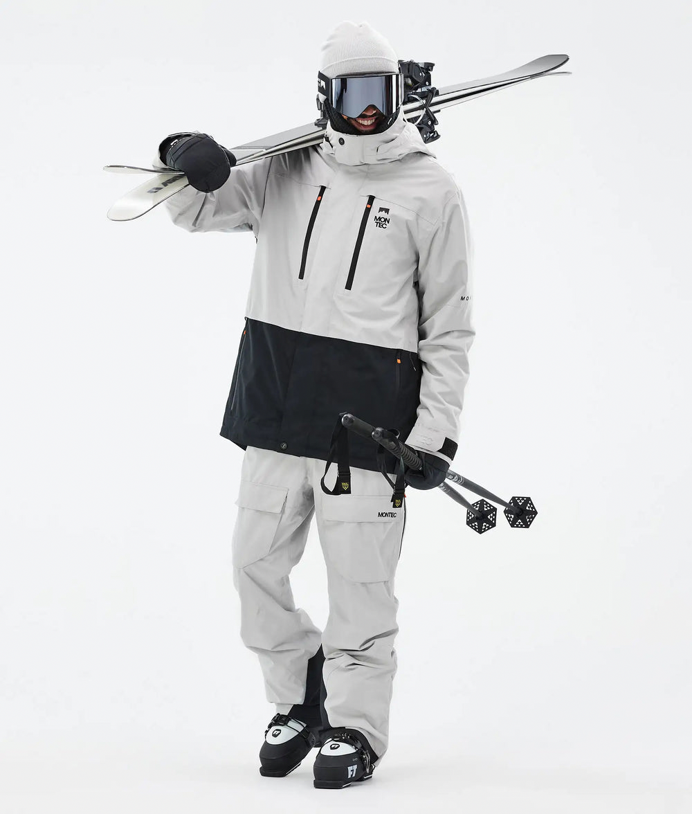 Fawk Veste de ski pour homme – Gris clair / Noir